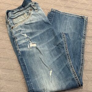 Silver Jeans Blue Distressed Boyfriend Jeans